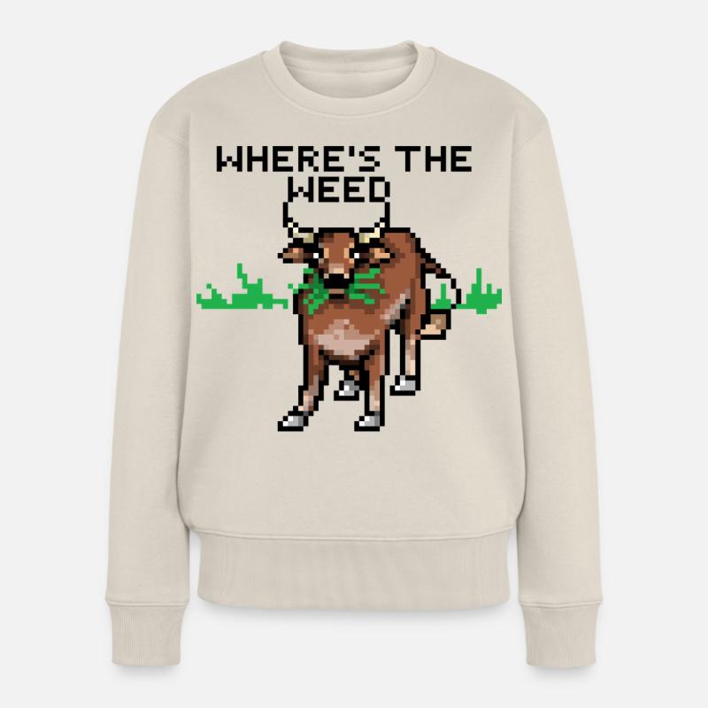Pixelart Kuh Frauen Premium Bio Pullover