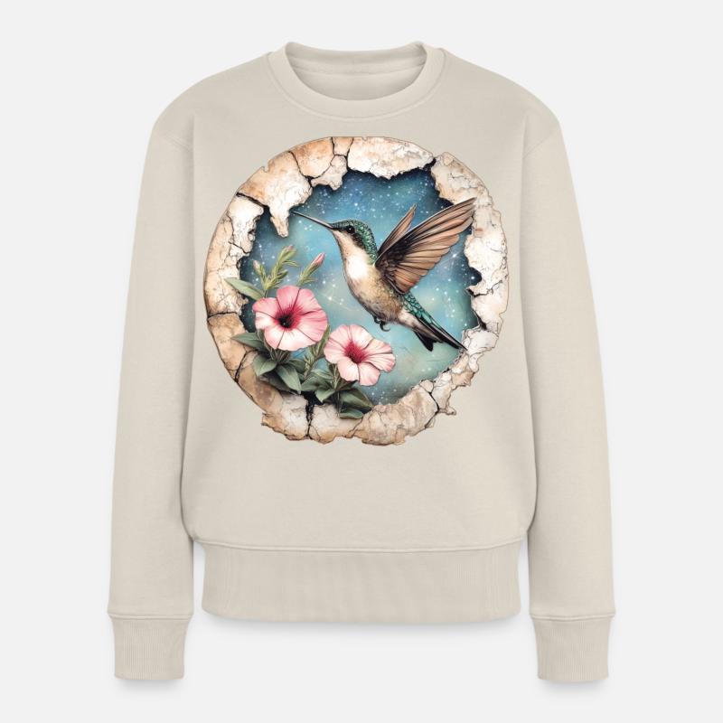Colibri avec des fleurs Pull Premium bio Femme