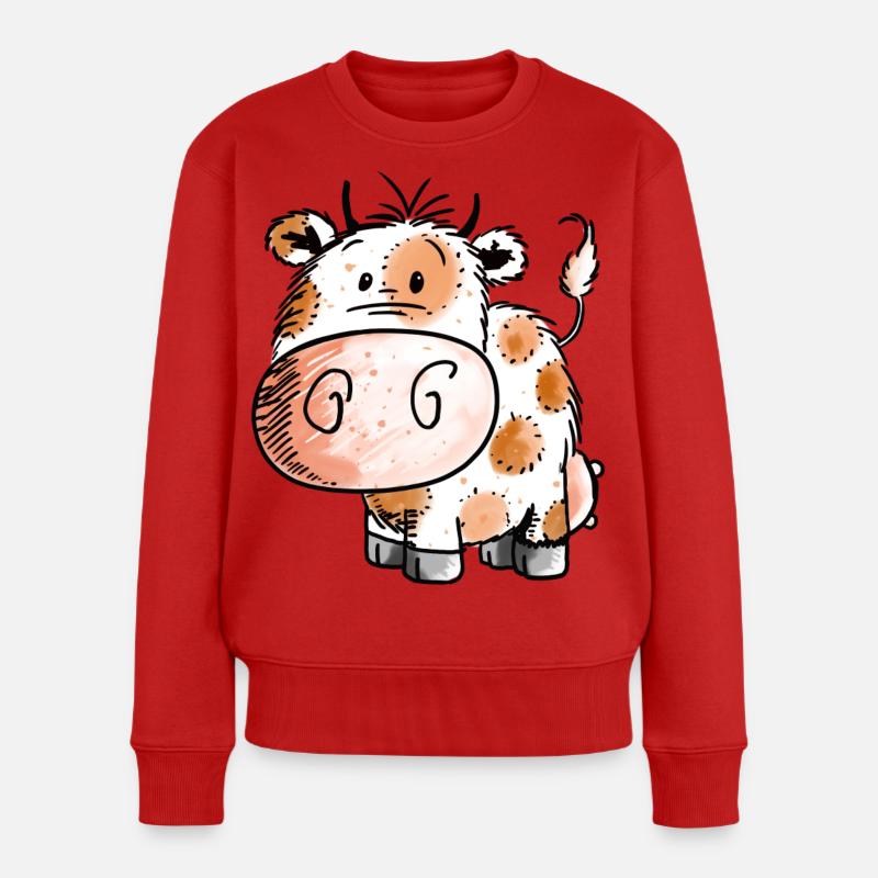 bébé vache douce - Vache - Vaches - enfant - bébé - naissance - Pull Premium bio Femme - rouge