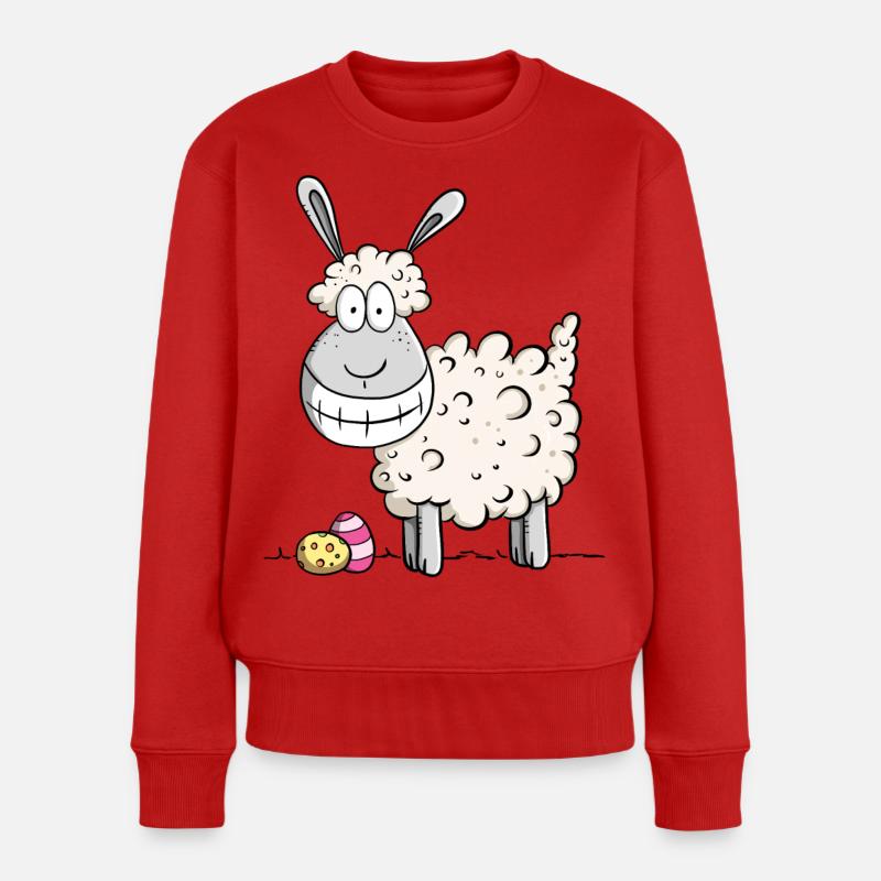 Frohe Ostern Schaf I Ostergeschenk Ostermotiv Fun - Frauen Premium Bio Pullover - Rot