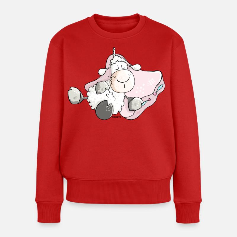 Verträumtes Schlafschaf - Schafe - Frauen Premium Bio Pullover - Rot