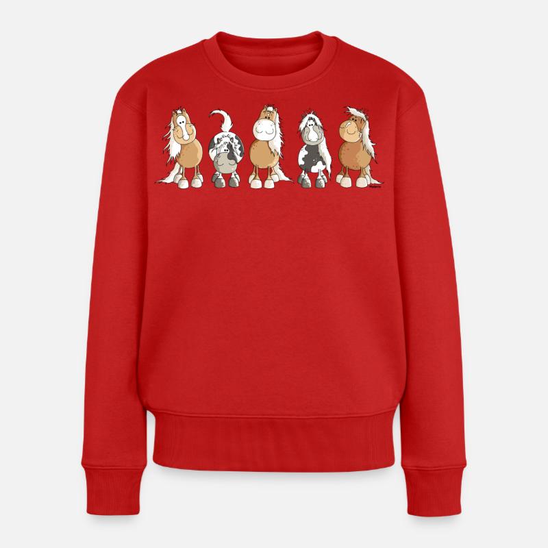Funny Horses - Pferde - Pferd - Frauen Premium Bio Pullover - Rot