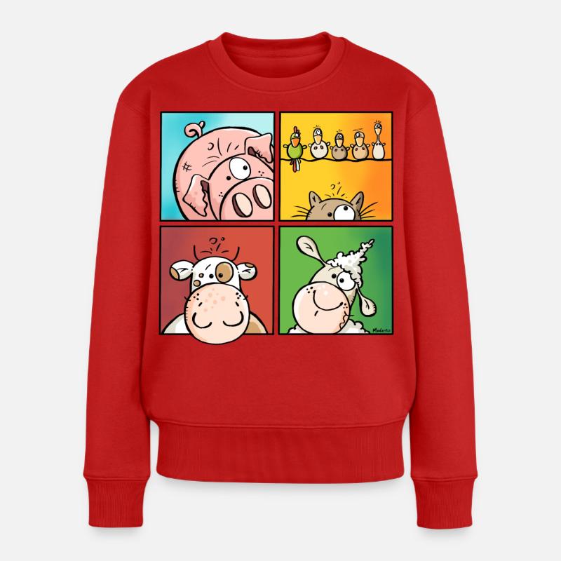 Funny Farm - Frauen Premium Bio Pullover - Rot
