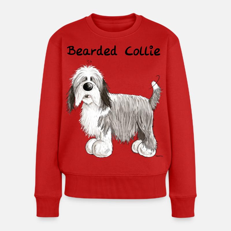 Lustiger Bearded Collie - Frauen Premium Bio Pullover - Rot