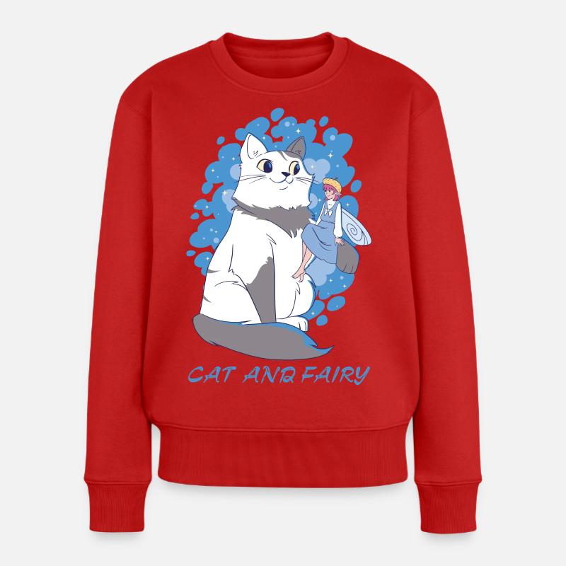 Chat et fée - Pull Premium bio Femme - rouge