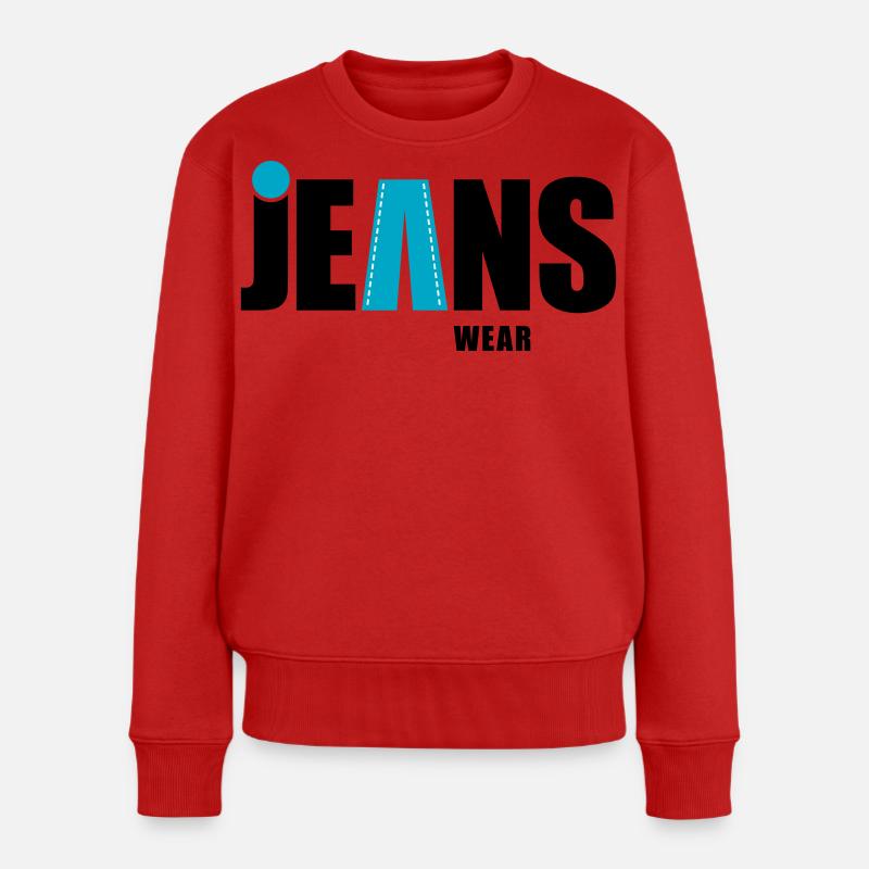 jeans wear mit punkt - Frauen Premium Bio Pullover - Rot