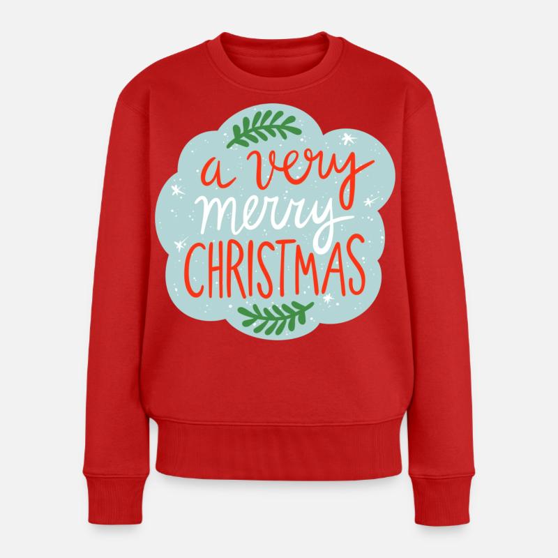 Weihnachtsaufkleber - Frauen Premium Bio Pullover - Rot