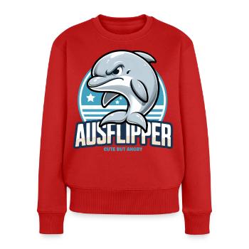 Grimmiger Delfin Delphin Dolphin Wütend Ausflipper - Frauen Premium Bio Pullover - Rot - Vorne - Julia (174cm)