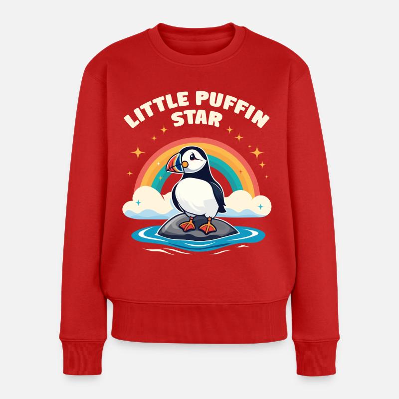 Kleiner Puffin Star – Papageitaucher Regenbogen - Frauen Premium Bio Pullover - Rot