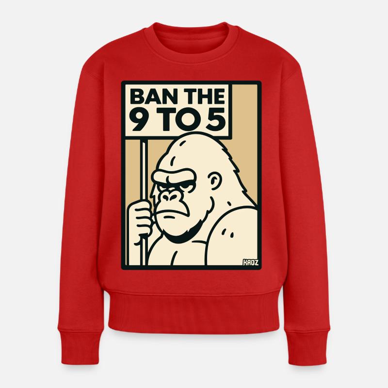 Gorilla gegen 9 bis 5 Büro und Arbeit - Frauen Premium Bio Pullover - Rot