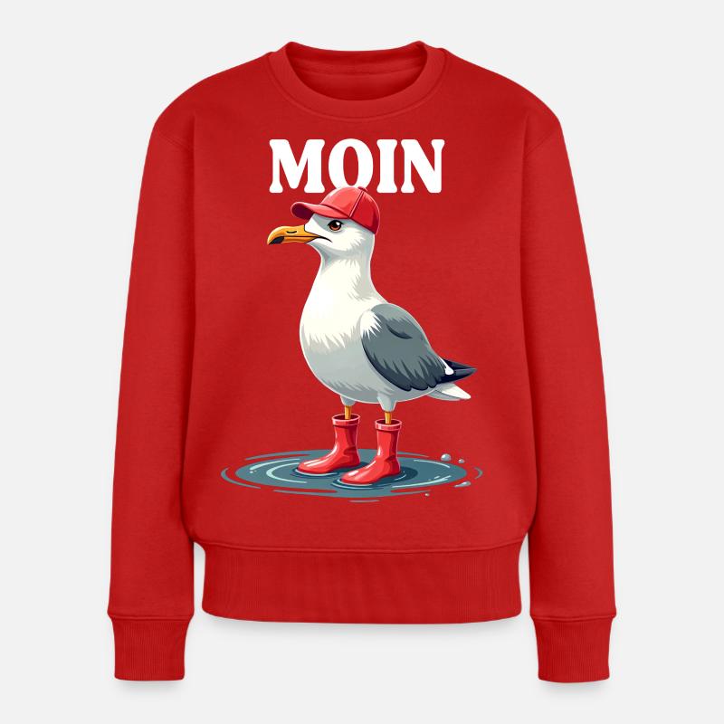 Moin Möwe im Friesen-Look - Frauen Premium Bio Pullover - Rot