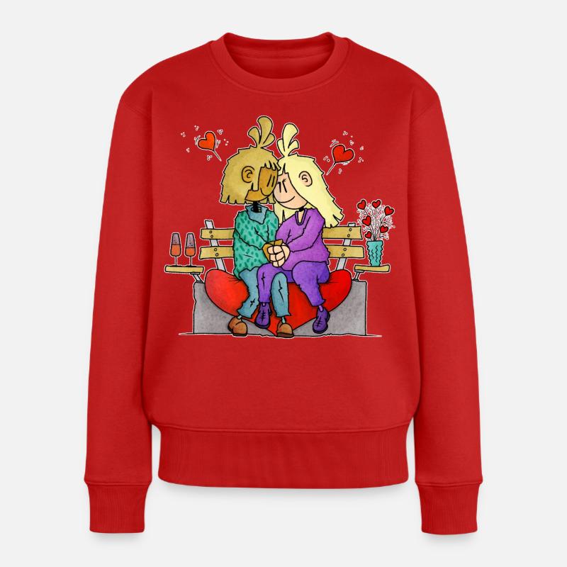 Rona et Ryan - Saint-Valentin / - Pull Premium bio Femme - rouge