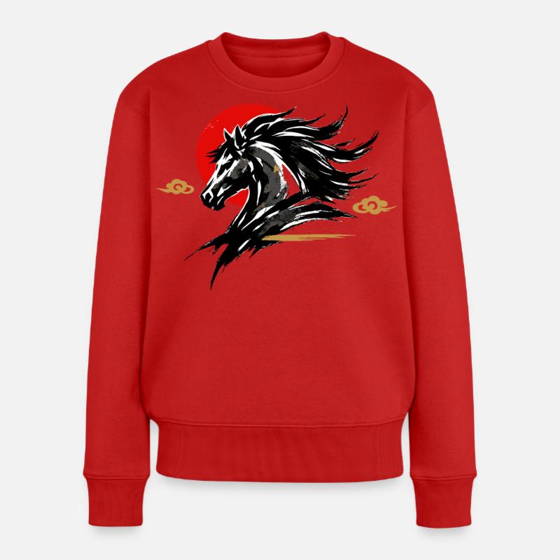 Chinesisches Neujahr 2026 Pferd Geschenk - Frauen Premium Bio Pullover - Rot