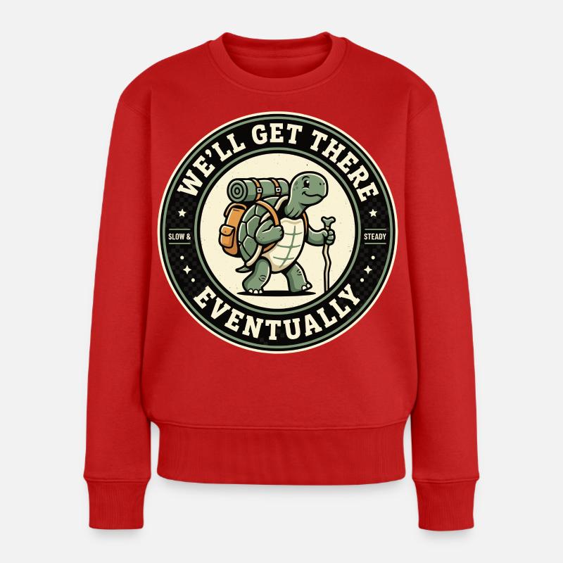 We ll Get There Eventually Wander Schildkröte - Frauen Premium Bio Pullover - Rot