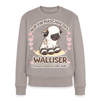 Nur Ein Mädchen Walliser Schwarznasenschafe Liebt - Frauen Premium Bio Pullover - Taupe - Vorne - Julia (174cm)