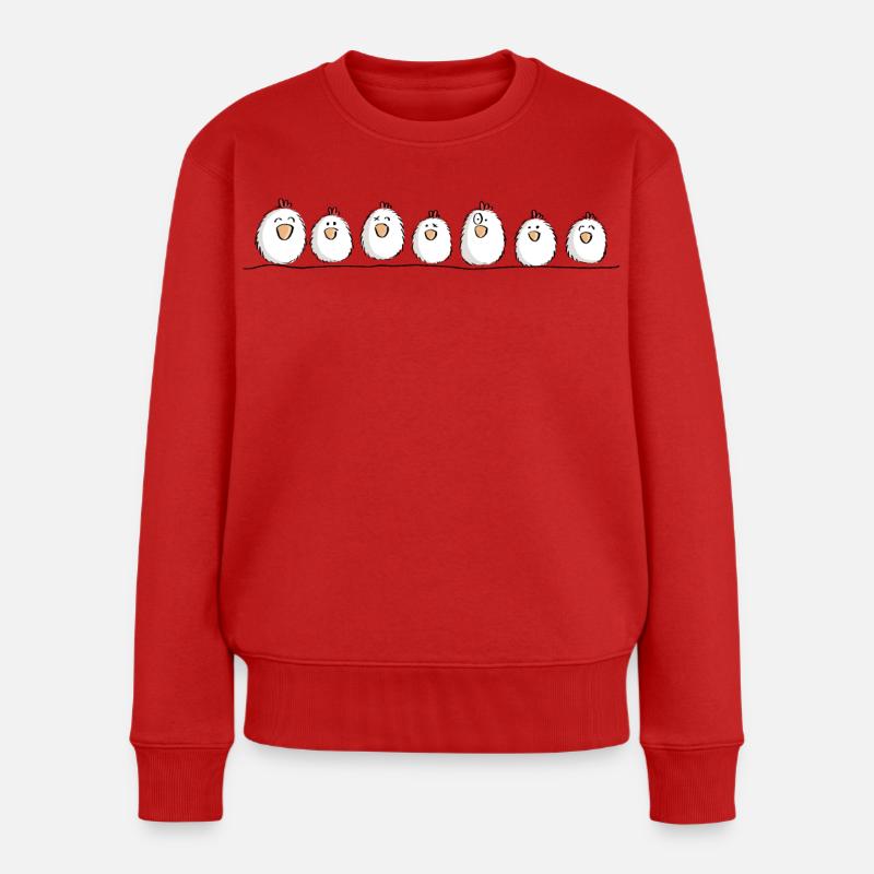 Hühner auf der Hühnerstange - Frauen Premium Bio Pullover - Rot