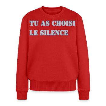 TU AS CHOISI LE SILENCE - Pull Premium bio Femme - rouge - Devant - Julia (174cm)
