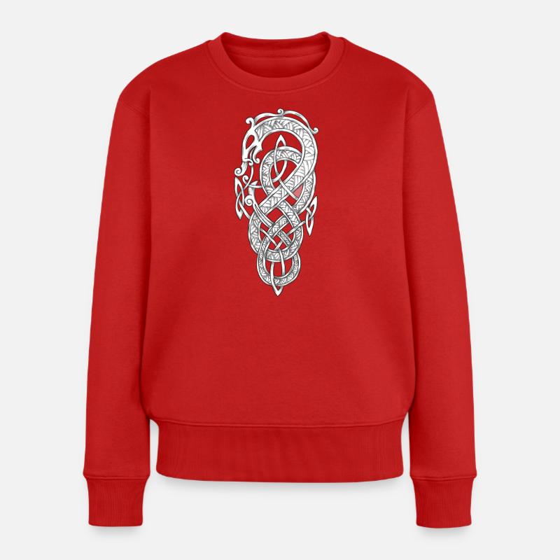 Wikinger-Schlange - Frauen Premium Bio Pullover - Rot