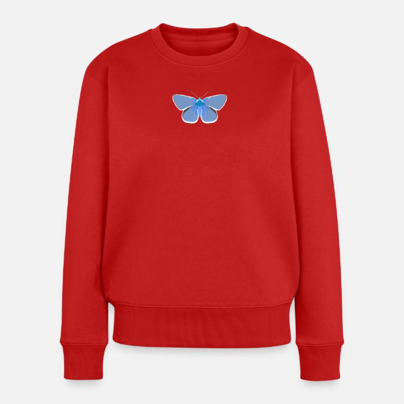Schmetterlinge: Der gemeine Bläuling - Frauen Premium Bio Pullover - Rot