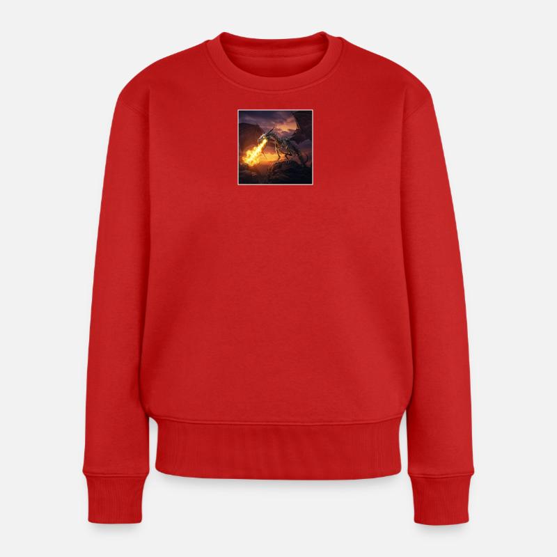 Drachen-Skelett Feuergeist - Frauen Premium Bio Pullover - Rot