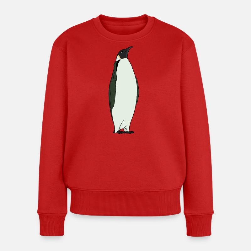 Ein entzückender Kaiserpinguin - Frauen Premium Bio Pullover - Rot
