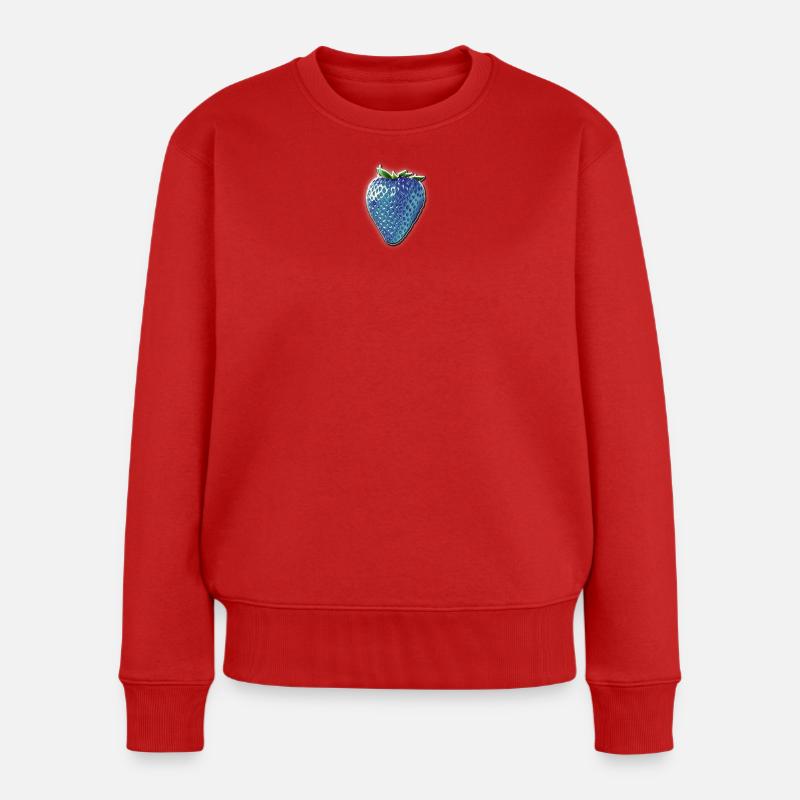 Blaue Erdbeere - Frauen Premium Bio Pullover - Rot
