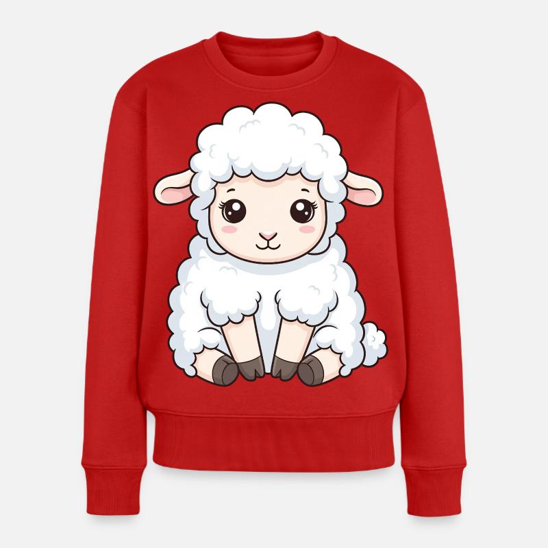 Kuschellamm Cartoon Stil - Frauen Premium Bio Pullover - Rot