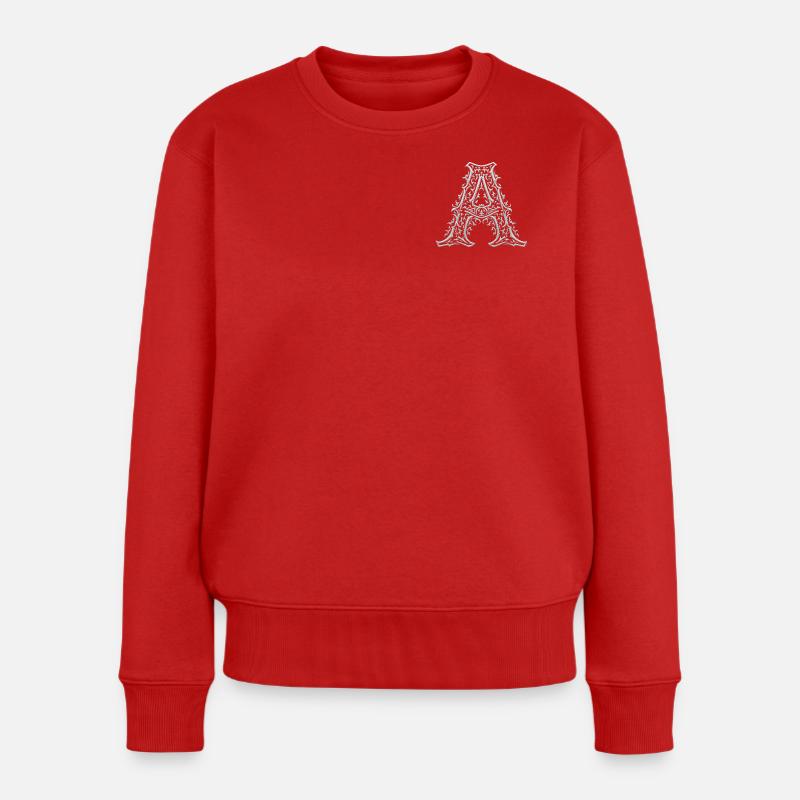 Buchstabe A mit silbernen Arabesken - Frauen Premium Bio Pullover - Rot