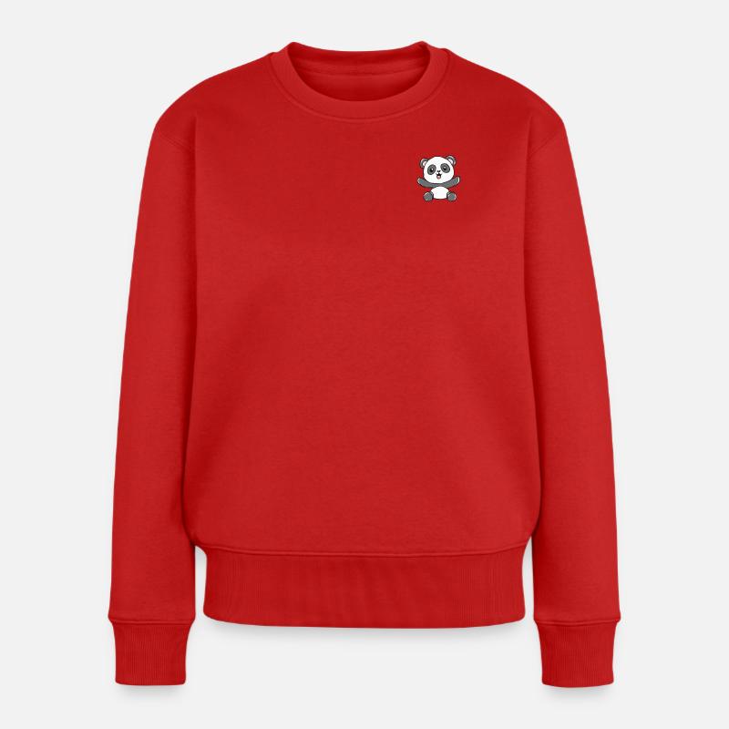 Panda - Frauen Premium Bio Pullover - Rot