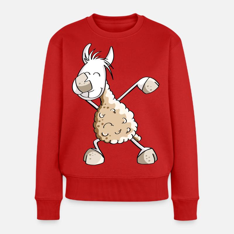 Dab Dance Lama - Dabbing Alpaca - Fun Comic - Pull Premium bio Femme - rouge