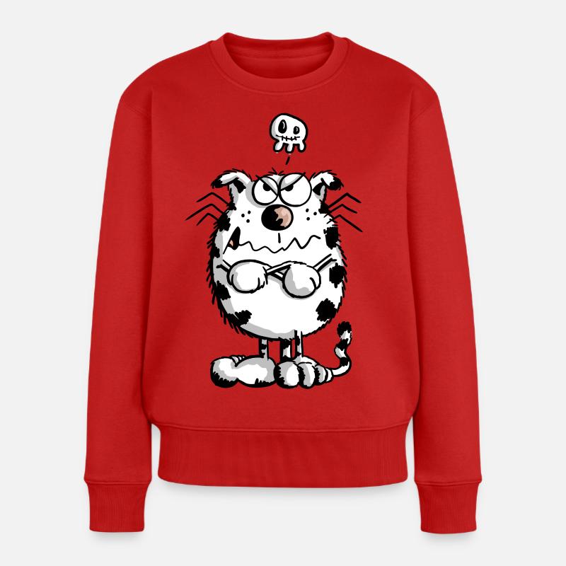 Mies gelaunte Katze - Comic - Skull - Fun - Frauen Premium Bio Pullover - Rot