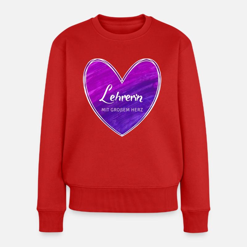 Lehrerin mit großem Herz - Frauen Premium Bio Pullover - Rot