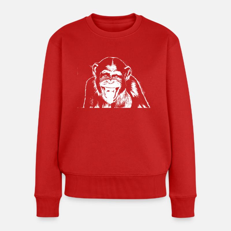 Schimpanse - Chimp - Chimpanzee - Frauen Premium Bio Pullover - Rot