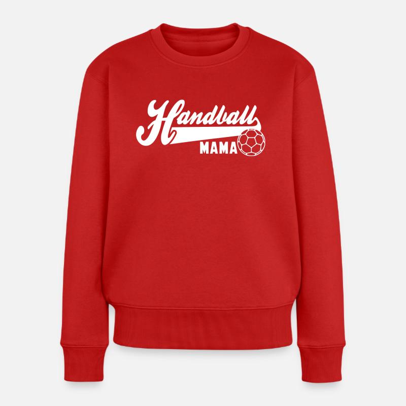 Handball MAMA WHITE - Frauen Premium Bio Pullover - Rot