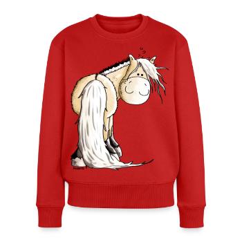 Goldiger Norweger - Fjordpferd - Frauen Premium Bio Pullover - Rot - Vorne - Julia (174cm)