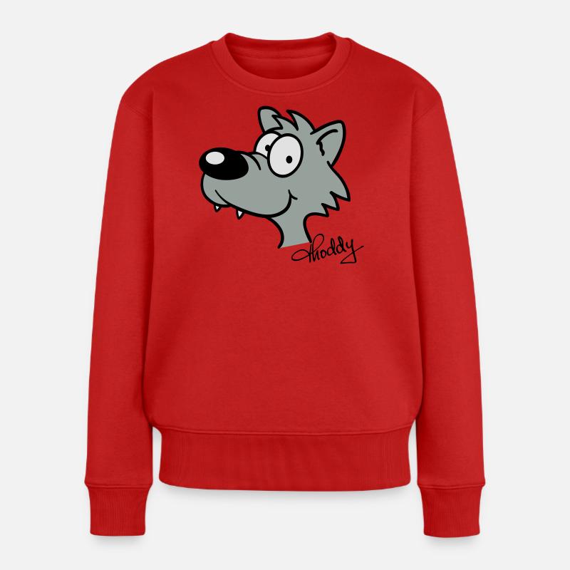 Wolf beflockbar - Frauen Premium Bio Pullover - Rot