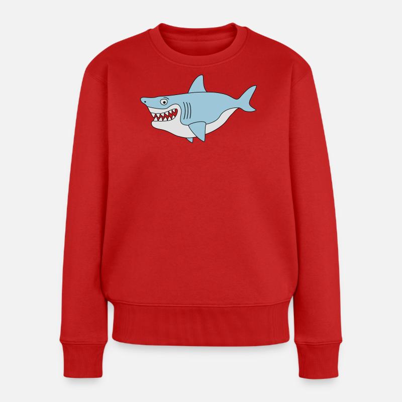 Shark Lächeln - Frauen Premium Bio Pullover - Rot
