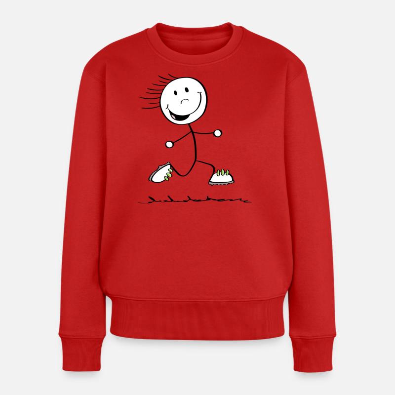 Running Strichmännchen - Läufer - Jogging - Frauen Premium Bio Pullover - Rot