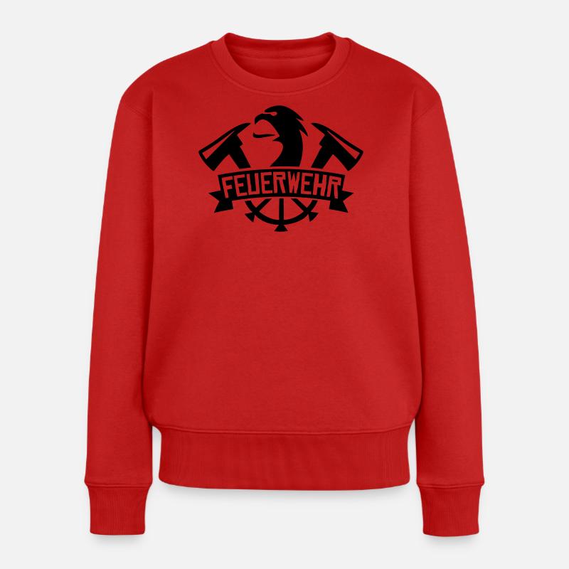 Feuerwehr Firefighter Feuerwehrmann - Frauen Premium Bio Pullover - Rot
