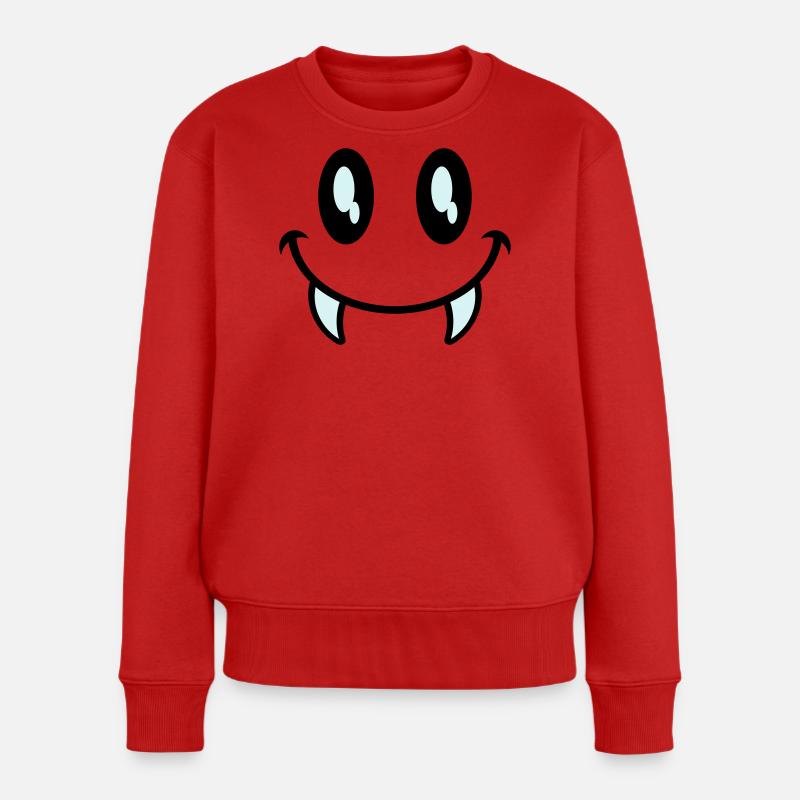 kleines monster smiley - Frauen Premium Bio Pullover - Rot
