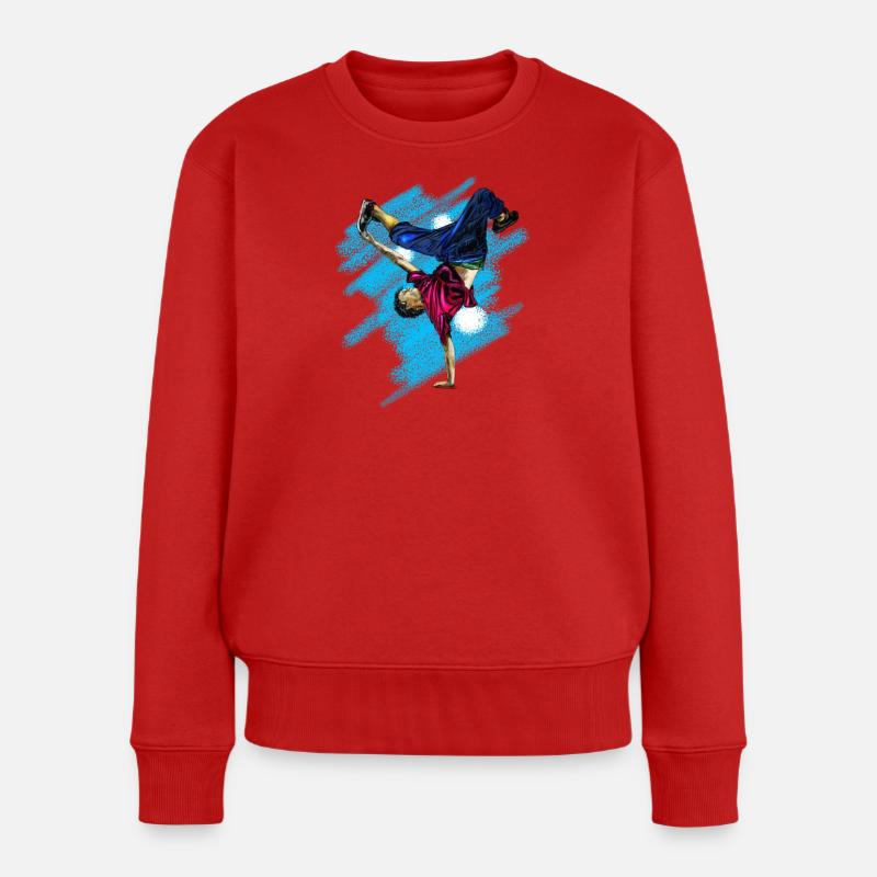 Dynamischer Streetdance Akrobatik-Design - Frauen Premium Bio Pullover - Rot