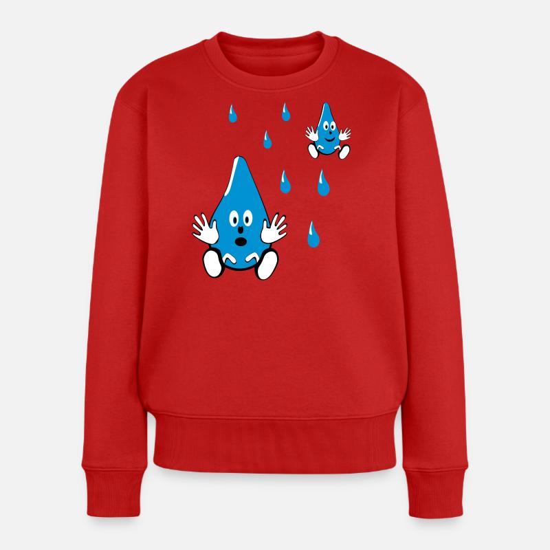 Kleine Wassertropfen Freunde - Frauen Premium Bio Pullover - Rot