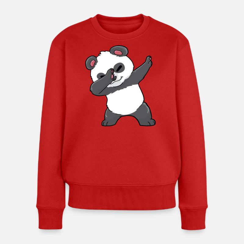 Lustiger Panda - Frauen Premium Bio Pullover - Rot