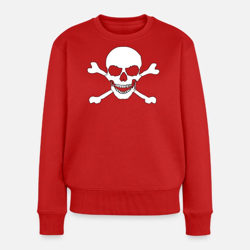 Skull and crossed bones - Frauen Premium Bio Pullover - Rot