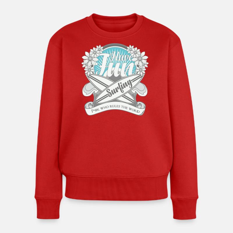 SURFEN, SURFEN - Frauen Premium Bio Pullover - Rot