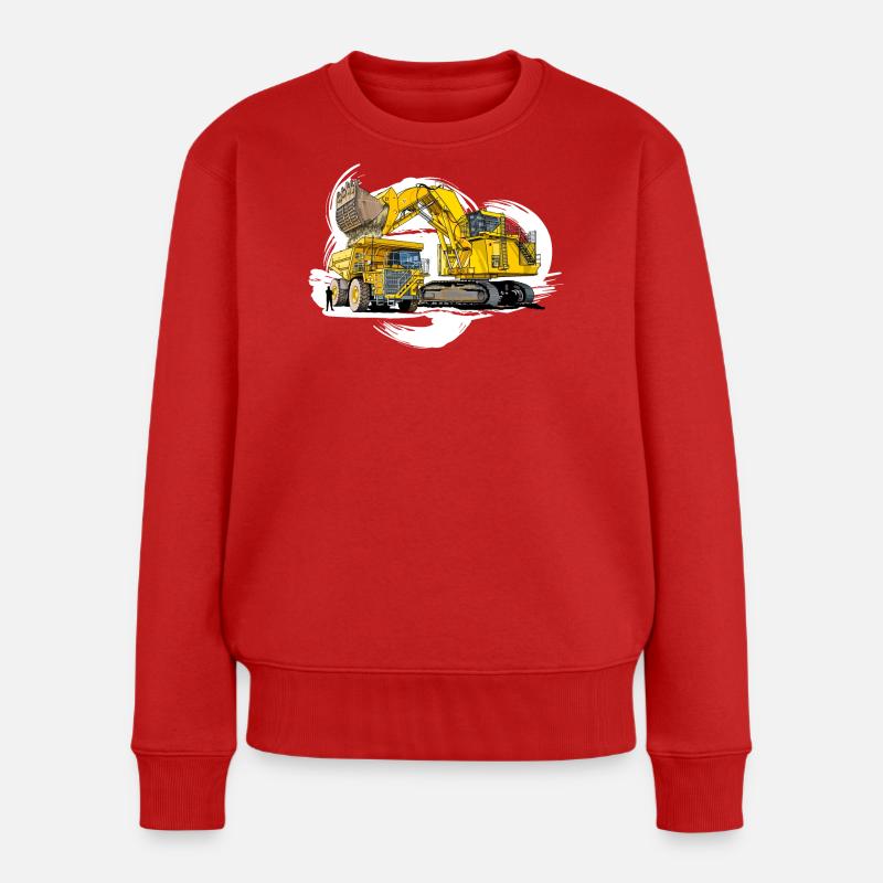 Méga machines sur le chantier - Pull Premium bio Femme - rouge