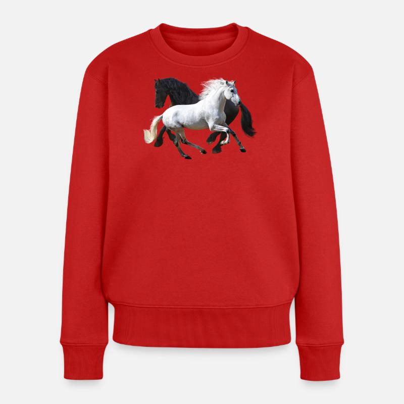 Pferde - Frauen Premium Bio Pullover - Rot