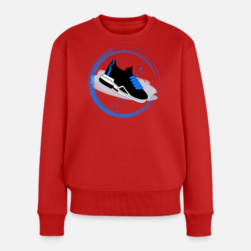 Sneaker Splash im Kreis - Frauen Premium Bio Pullover - Rot