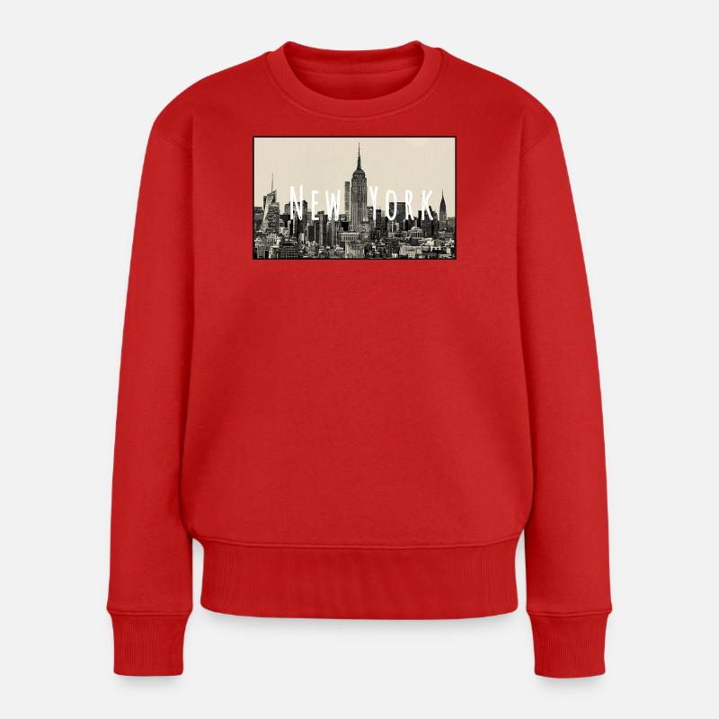 New York skyline - Frauen Premium Bio Pullover - Rot