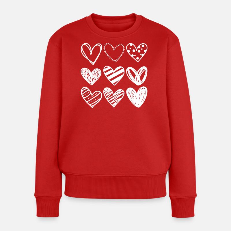 Doodle Hearts Sketchset - Pull Premium bio Femme - rouge